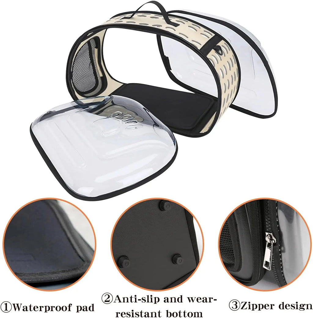 Transparent Pet Carrier Bag for Cats and Dogs - Foldable with Basket