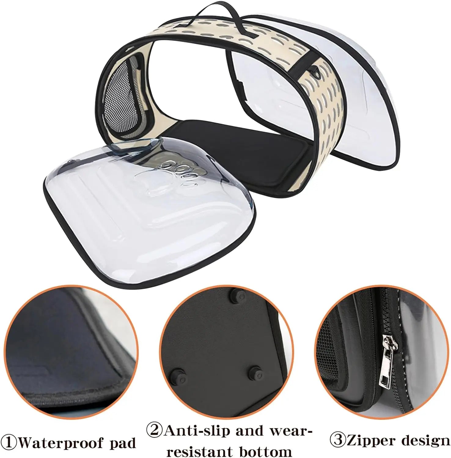 Transparent Pet Carrier Bag for Cats and Dogs - Foldable with Basket