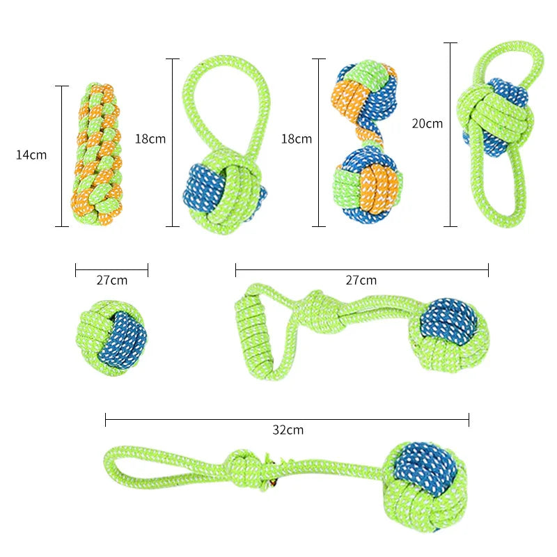 Interactive Rope Toy for Dogs - Set with Ball and Toothbrush