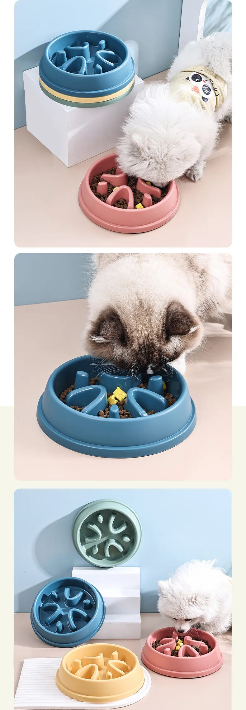 Distributeur de croquettes anti-glouton pour chiens et chats - Antidérapant