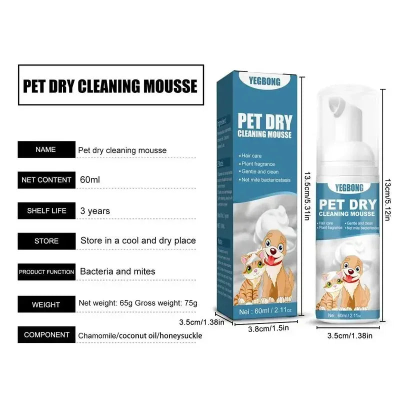 Dry Shampoo for Dogs and Cats - Waterless Cleaning Mousse