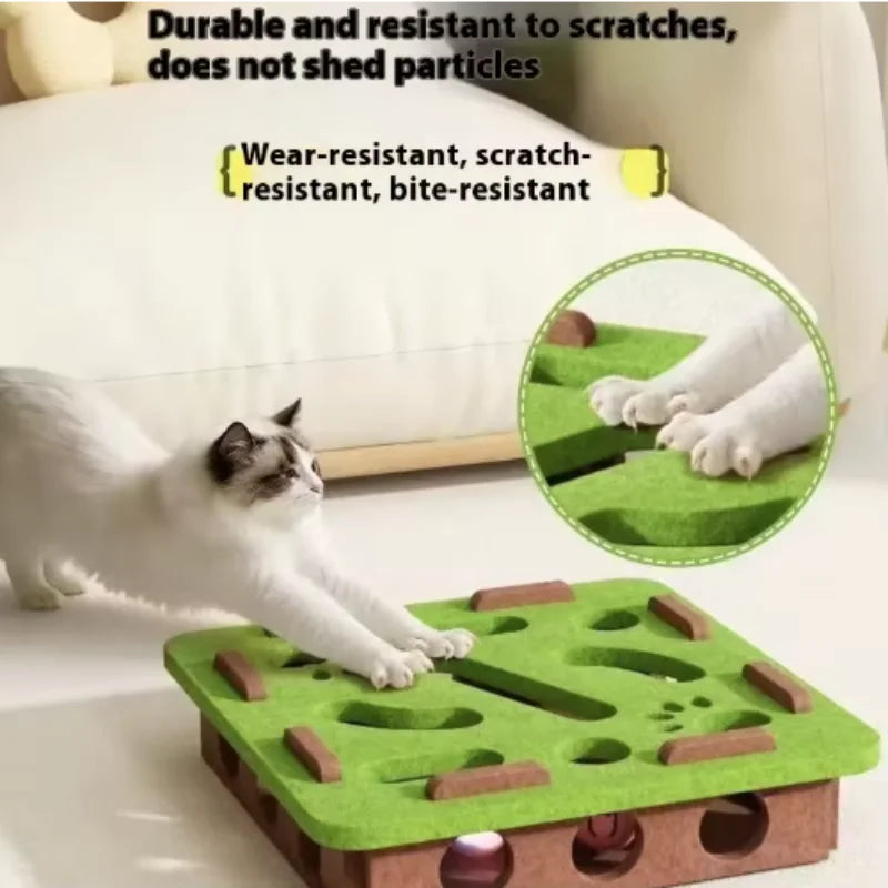 Juguete Puzzle Laberinto Gatos Fieltro Campana Bola