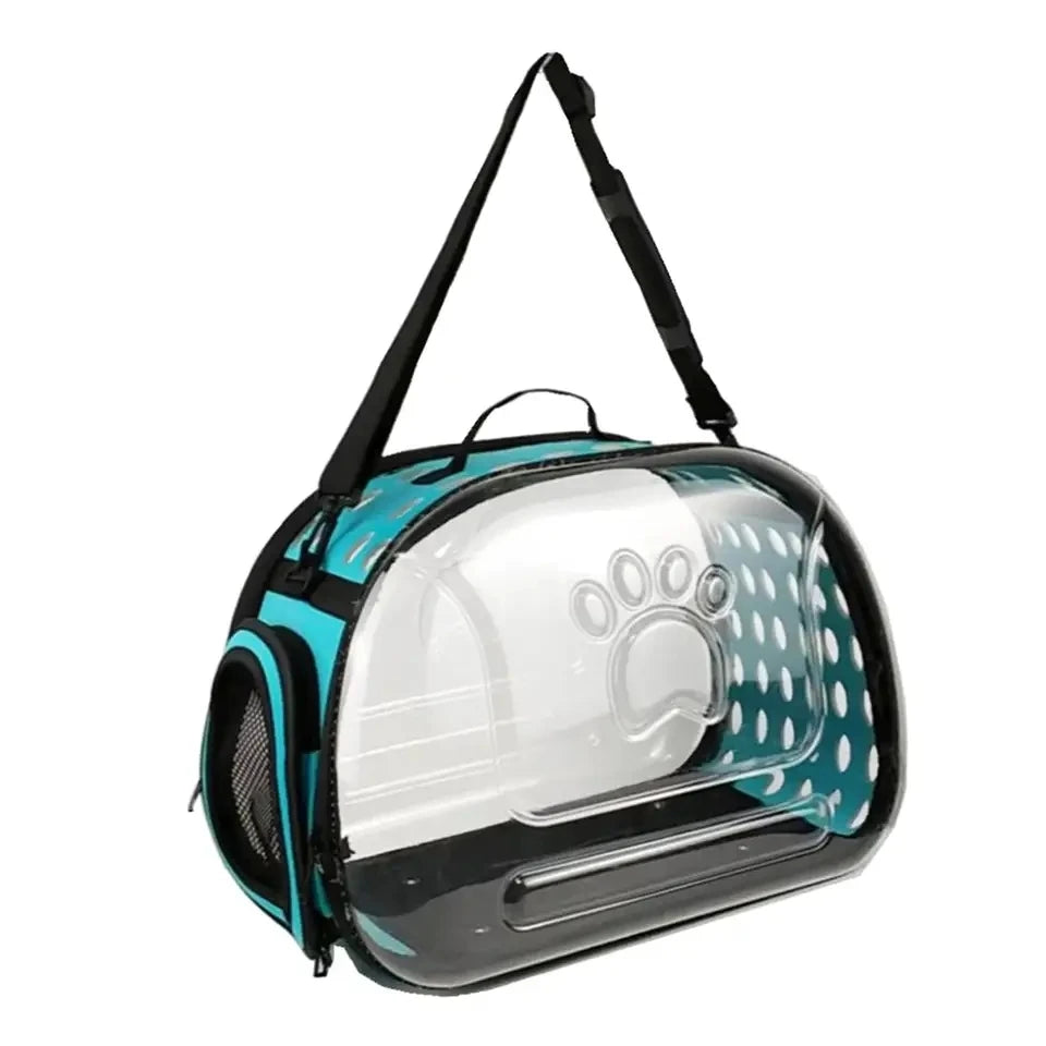 Transparent Pet Carrier Bag for Cats and Dogs - Foldable with Basket