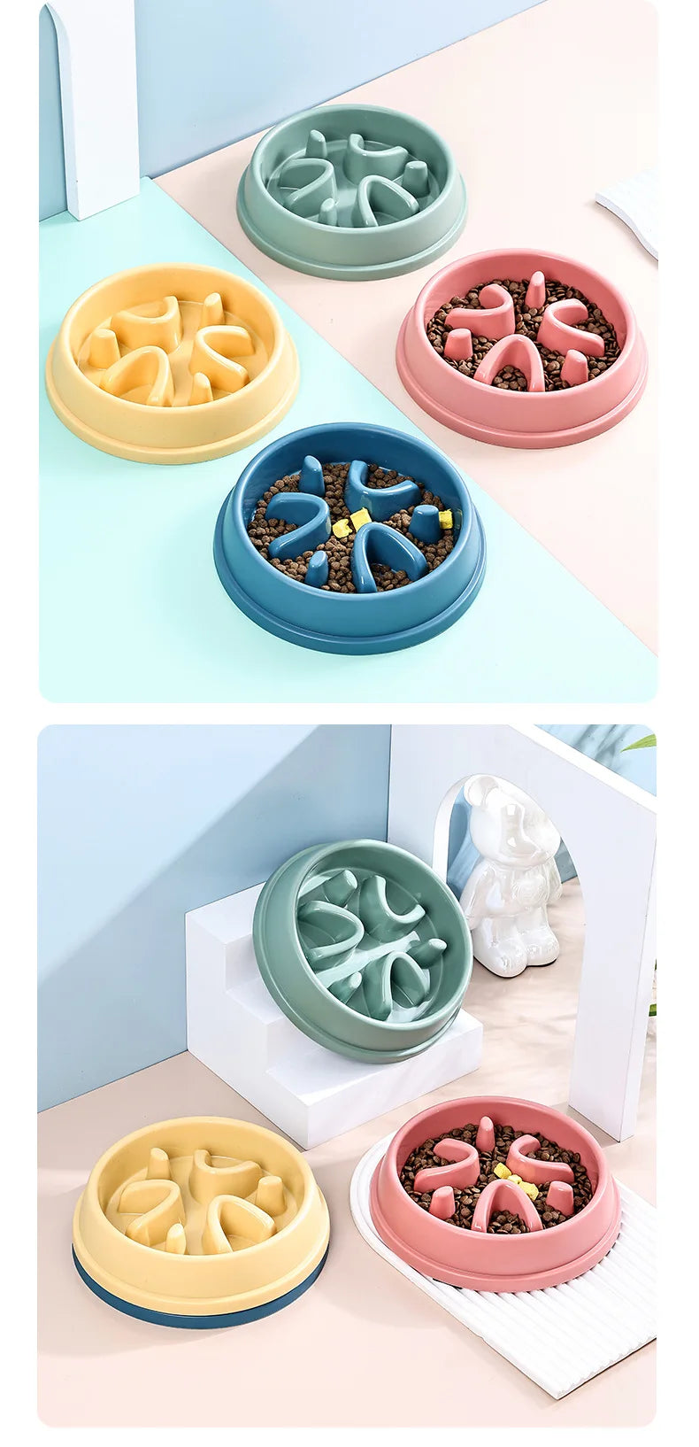 Distributeur de croquettes anti-glouton pour chiens et chats - Antidérapant