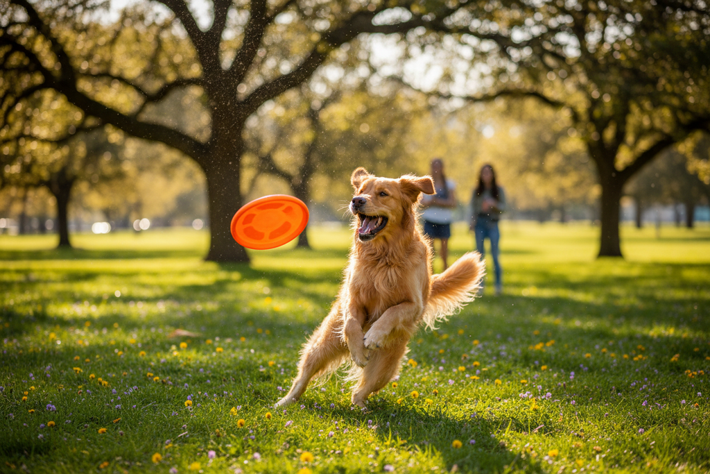Perro con disco volador